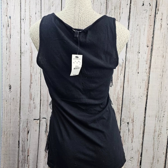 Women's Medium Express Black & Metallic Ruffle Tank Top Blouse Shirt NEW - Picture 3 of 8